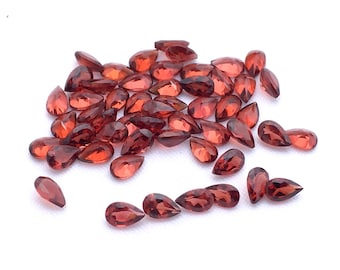Granate rojo facetado en forma de pera: piedra de nacimiento natural de enero (5 x 3 mm, 6 x 4 mm, 7 x 5 mm)