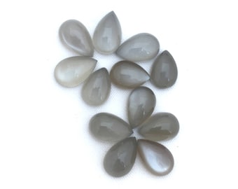 Gray Moonstone Pear Cabochon: Indian Gemstone (9x6MM, 10x7MM, 12x8MM)