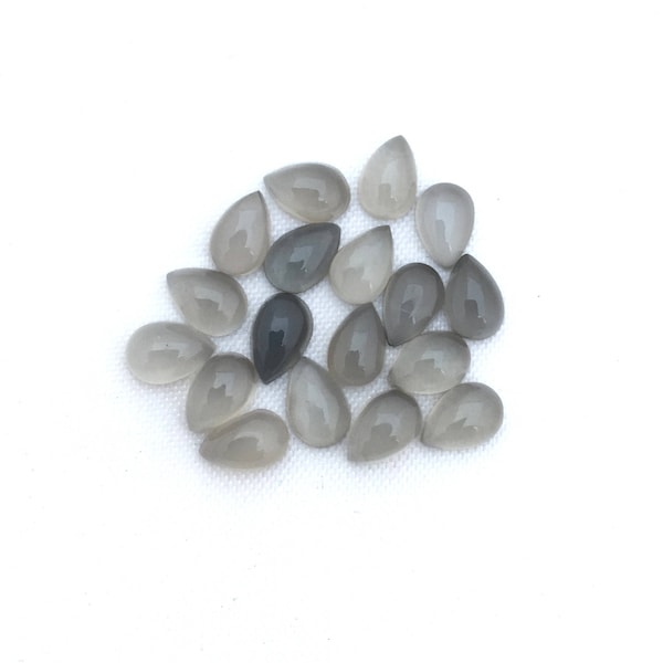 GRAY Moonstone 6x4MM, 7x5MM, 8x6MM Pear Cabochon/ Natural Gray Moonstone With Sheen/Fine Quality Gems/ Indian Moonstone. Price per Piece.