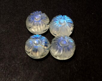 Regenbogen Mondstein Cabochon: 10 mm Blume geschnitzt Edelstein