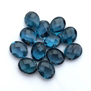 London Blue Topaz Oval Briolette 8x6MM, 10x8MM & 12x10MM/ Both Side Checkerboard cut Briolette/ Super Fine Quality, Price By Per Piece.