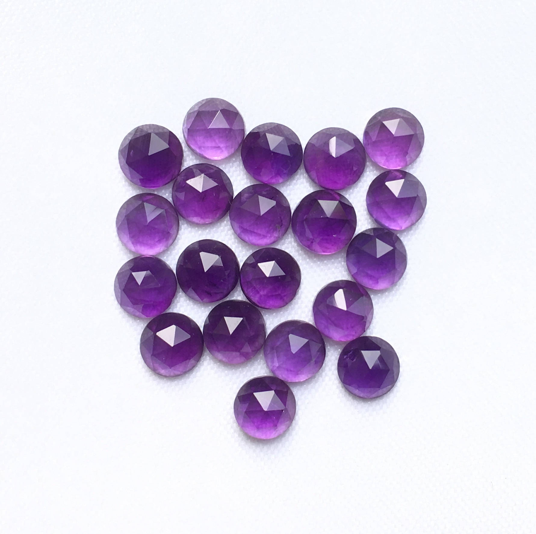 3-Piece Natural African Amethyst Heart Cabochon Set, 8mm, Eye Clean, Purple, Polished, Unbranded
