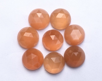 Orange Moonstone 10MM, 11MM, 12MM Round Rose Cut Cabochon. Pink Moonstone Faceted Cabs/ Peach Moonstone / Indian Moonstone Price per piece.