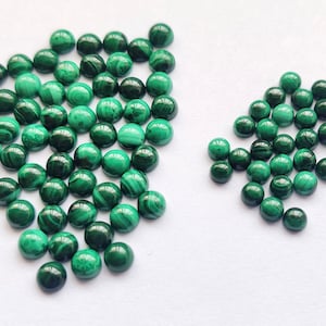 Malachite Round Cabochon Size 4MM, 5MM, 6MM / Malachite Gemstone / fine color and quality / fine smooth polished /  price per piece.
