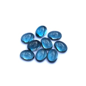 London Blue Topaz Oval Cabochon: December Birthstone, Fine Quality (6x4MM, 7x5MM, 8x6MM)