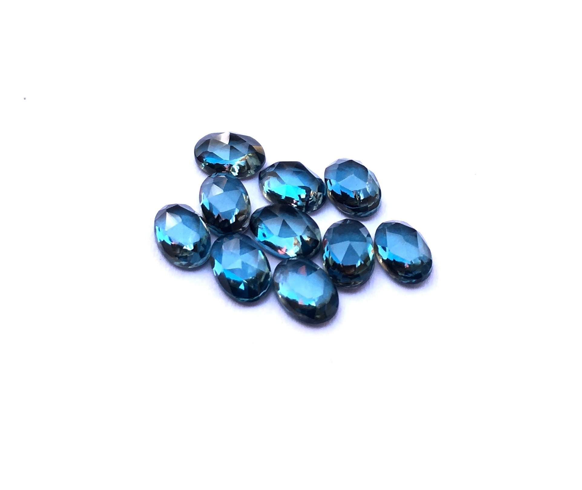 London Blue Topaz Rose Cut Oval 6x4mm 7x5mm 8x6mm Cabochon/ - Etsy
