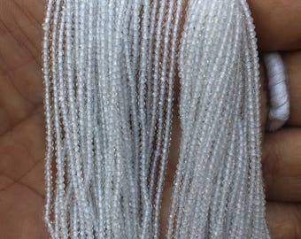 Micro Faceted Rock Crystal Beads: Fine Quality, 2-3mm, 13" Strand