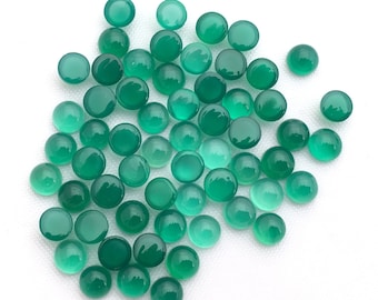 Cabujón de ónix verde de 4 mm: piedra preciosa redonda pulida