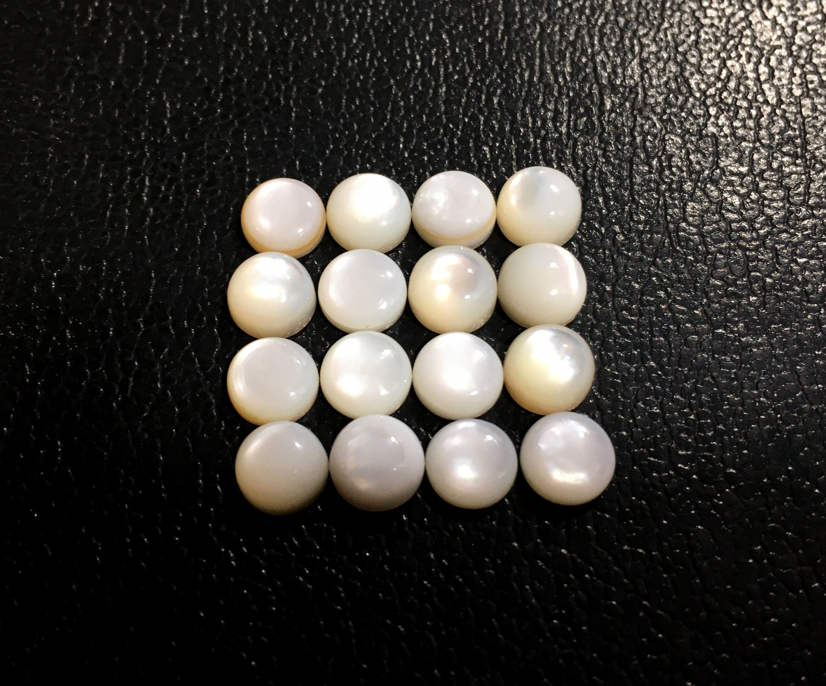 White Cultured Freshwater Pearls Half-Drilled Button 7.5-8mm ROSE CUT