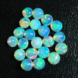 Natural Ethiopian Opal 6MM Round Cabochon / Fine Quality Gemstones with Super colours. Price by Piece