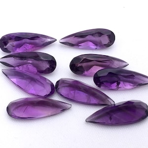 Faceted African Amethyst Pear: Dark Purple Gemstone (16x6 MM)