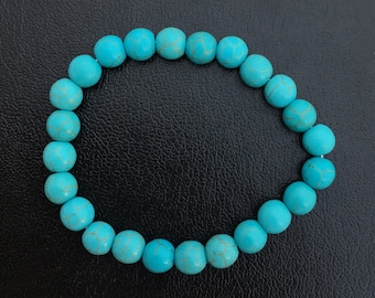 Turquoise Bracelet, Gemstone Bracelet 8MM Round Beads, Elastic Bracelet, Fit All, Gemstones, Stretch Bracelet, Boho, Man,Woman