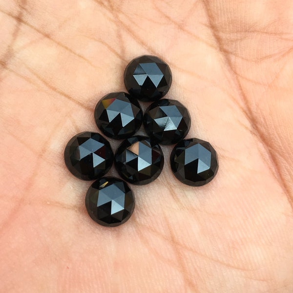 BLACK SPINEL Rose Cut Round Cabochon, Size 6MM, 7MM, 8MM / Fine Quality for fine jewellery collection / Fine Faceting, Price per Piece.