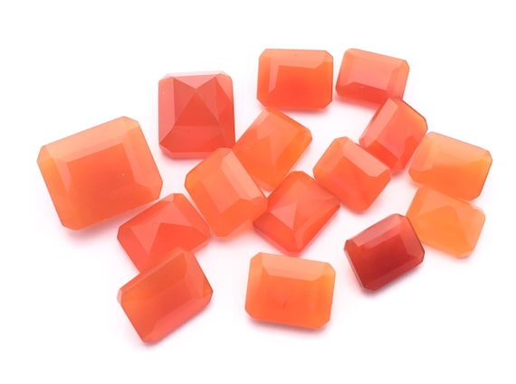 Faceted Carnelian Gemstone, Octagon Cut, Fine Jewelry (8x6 to 12x10MM)