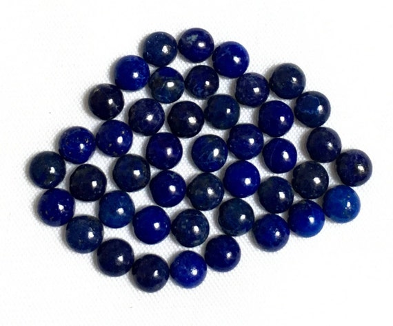 Natural Lapis Lazuli Round Cabochon: Blue Gemstone with Golden Pyrite (4-6MM)