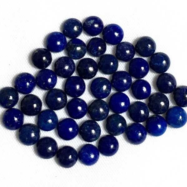 Natural Lapis Lazuli Round Cabochon 4MM, 5MM & 6MM/ Blue Gemstone/ golden Pyrite/ Lapis Jewelry/ for Fine Jewelry Collection. Price by Piece