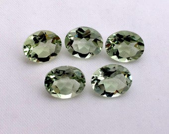 Amatista verde facetada (prasiolita), piedra preciosa ovalada, para joyería (9 x 11 mm / 10 x 8 mm)