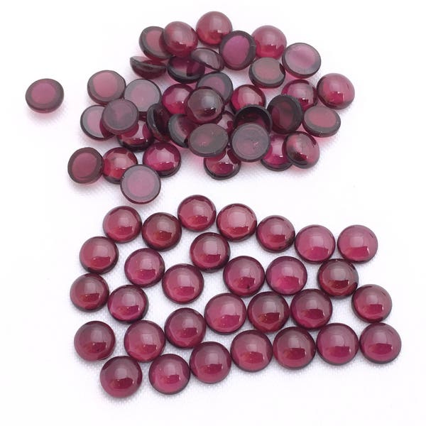 Sale Natural Indian Garnet Round Cabochon 5 MM, Plain Polished. Pinkish Red Colour / For Fine Jewelry Collection. Price by Each Piece.