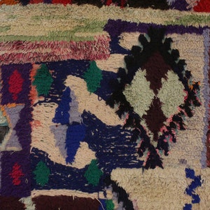 Moroccan rug Boucherouite 3.6x8.2feet / 110x250cm image 9