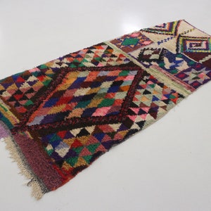 Moroccan rug Boucherouite 3.6x8.2feet / 110x250cm image 5