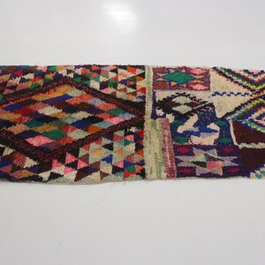 Moroccan rug Boucherouite 3.6x8.2feet / 110x250cm image 4