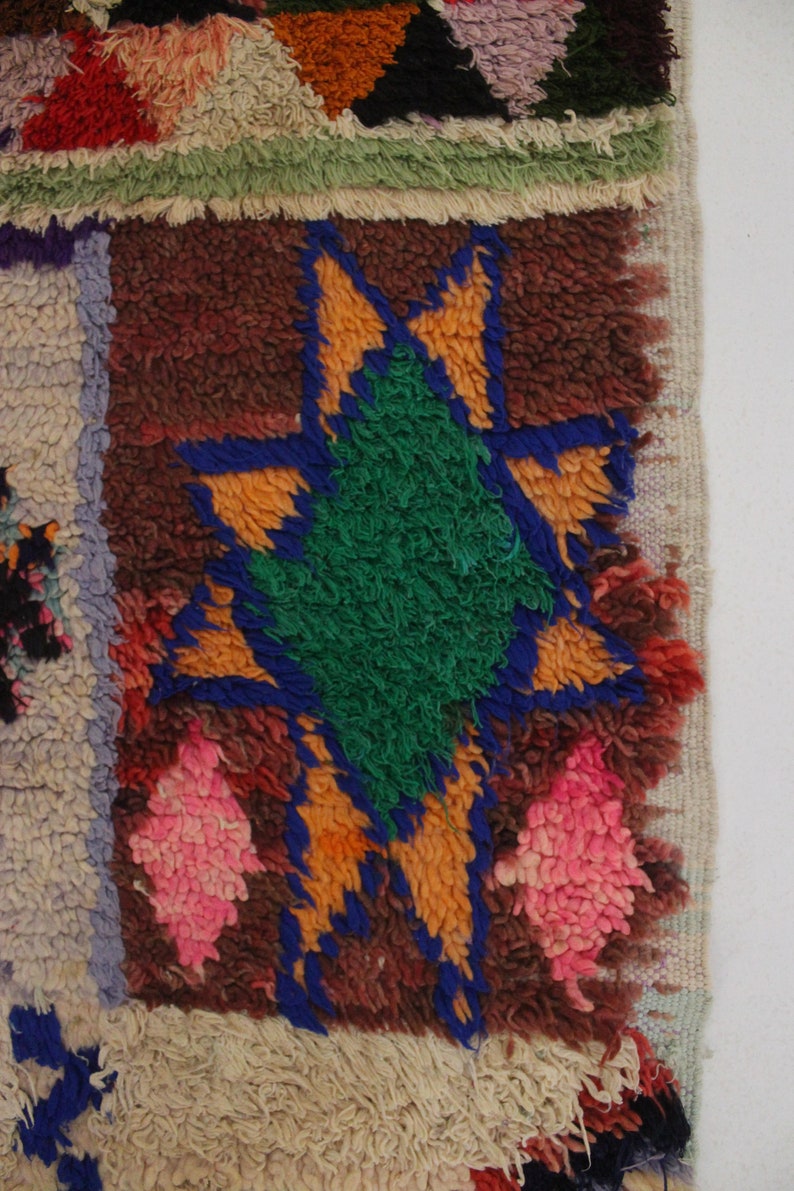 Moroccan rug Boucherouite 3.6x8.2feet / 110x250cm image 10