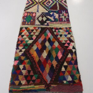 Moroccan rug Boucherouite 3.6x8.2feet / 110x250cm image 6