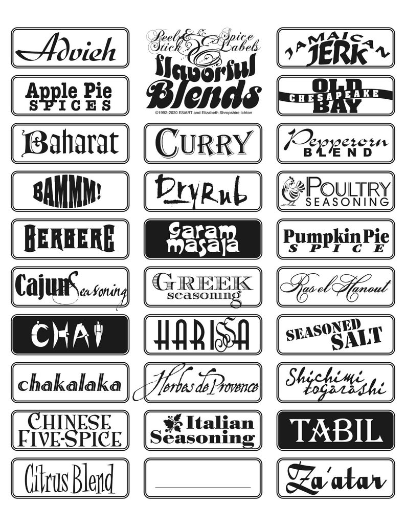Download Spice Jar Labels 1 Kitchen Staples Etsy.de