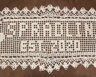 Custom Made  Filet "NAME" Crochet Doily up to 9-12 Letters 