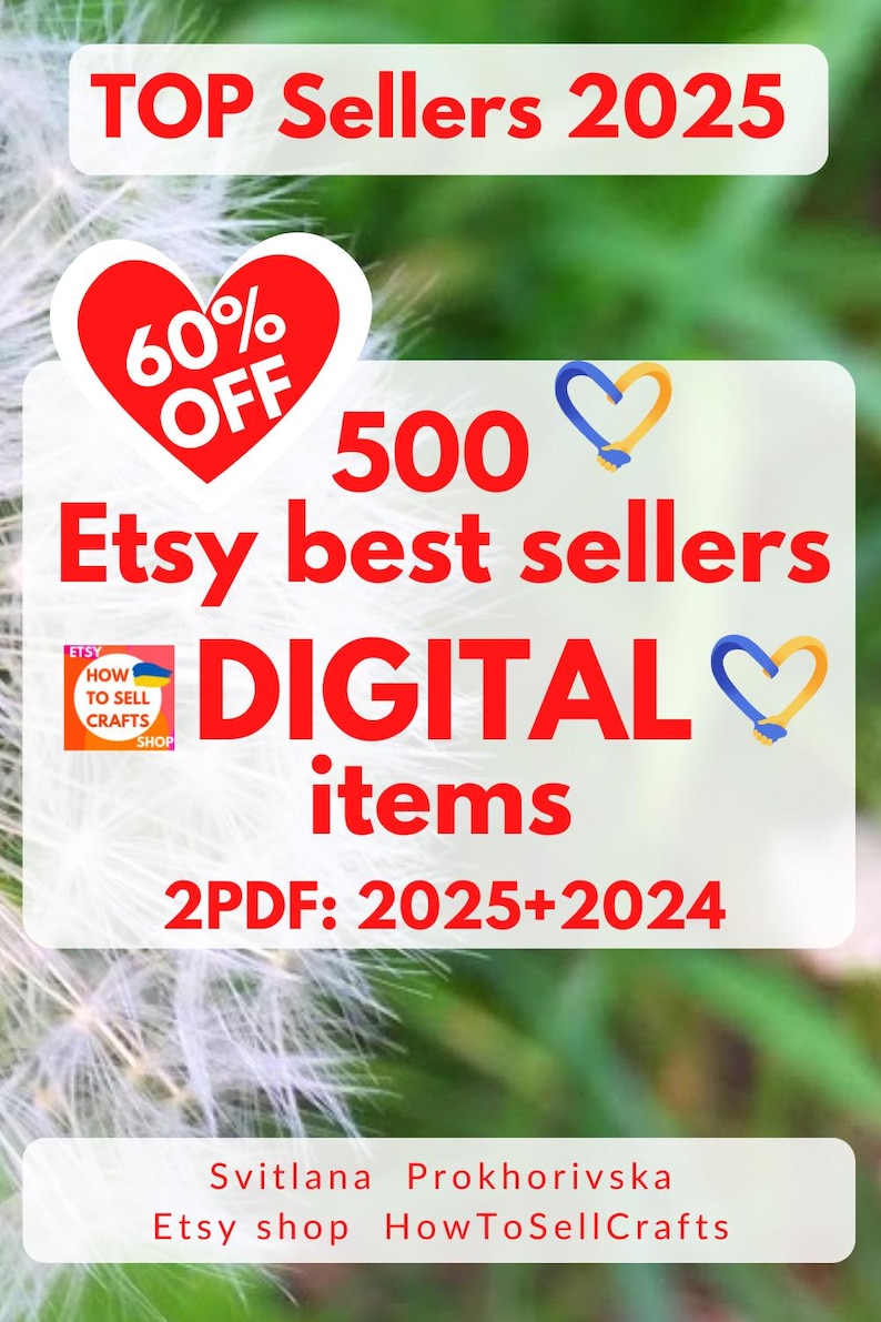 Best selling items, Best sellers on Etsy. 500 Etsy top sellers Digital items lists - 2 PDF 2025 - 2024 image 1
