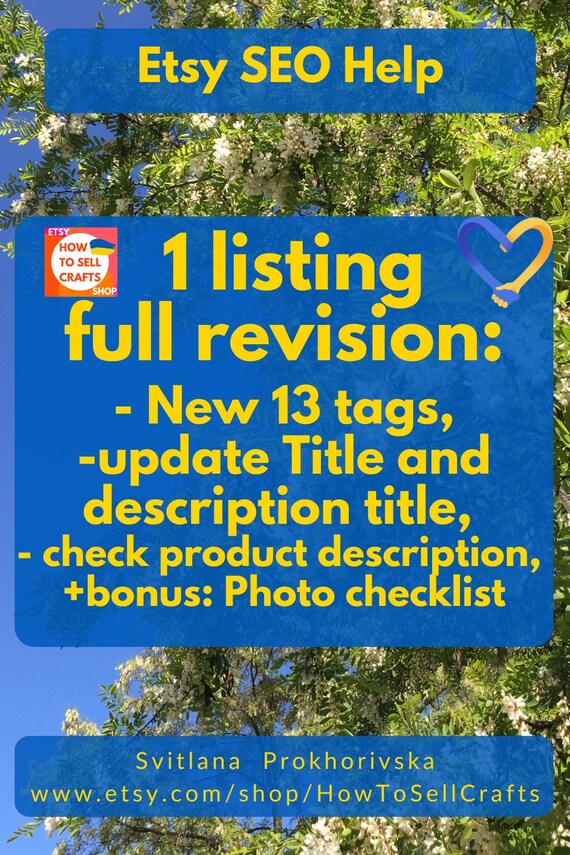 Sell on Etsy: SEO help, SEO service for the 1 Etsy listing. Title Tags help, Keyword help