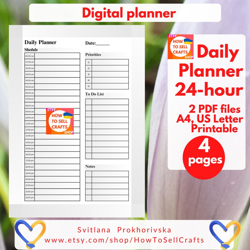 24 Hour Daily Planner Printable Gray, A4 & US Letter (PDF Planner) - Etsy