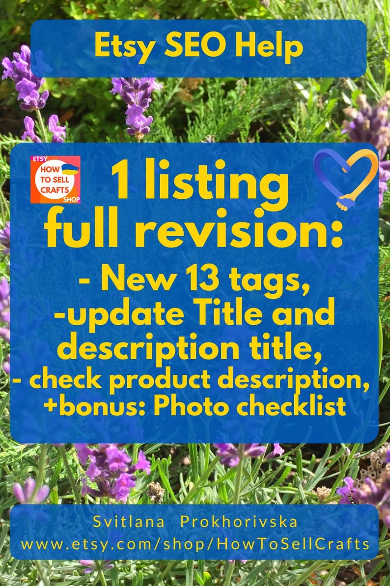 Sell on Etsy: Etsy SEO help, SEO service for the 1 listing. Etsy Title Tags help. Etsy keyword help
