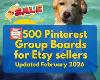 Pinterest: 500 Pinterest Group Boards for Etsy Sellers PDF list. Etsy promotion 2026