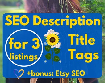 SEO service, Etsy SEO, SEO help. Etsy tags, Etsy Title, Etsy descriptions for 3 listings