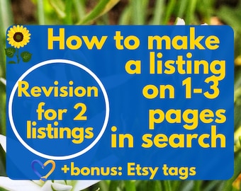 Sell on Etsy: Etsy SEO help 2 Etsy listings Full revision. Title and tags help. Etsy SEO optimization. Etsy tutorials
