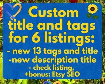 Etsy tags, Etsy keywords. Etsy custom tags for 6 listings