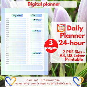 Daily planner printable. Blue planner, green planner