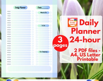 Daily planner printable. Blue planner, green planner