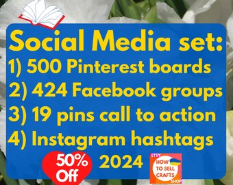 Aide sur les médias, Aide sur les réseaux sociaux. 4 tutoriels pour Instagram, Pinterest, Facebook. Tableaux de groupe Pinterest. Promotion Etsy. Cadeau pour vendeur Etsy