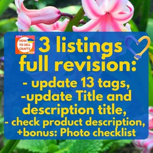 Sell on Etsy: Etsy SEO Help, 3 Listing Revision, Etsy Tag Optimization (PDF File)