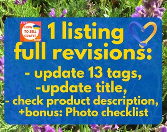 Sell on Etsy. Etsy SEO Help: 1 Etsy Listing Title & Tags Revision (PDF File)
