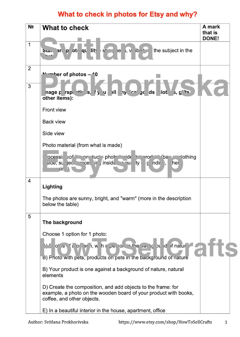 How to sell on Etsy, how to set up an Etsy shop? Photos Checklist