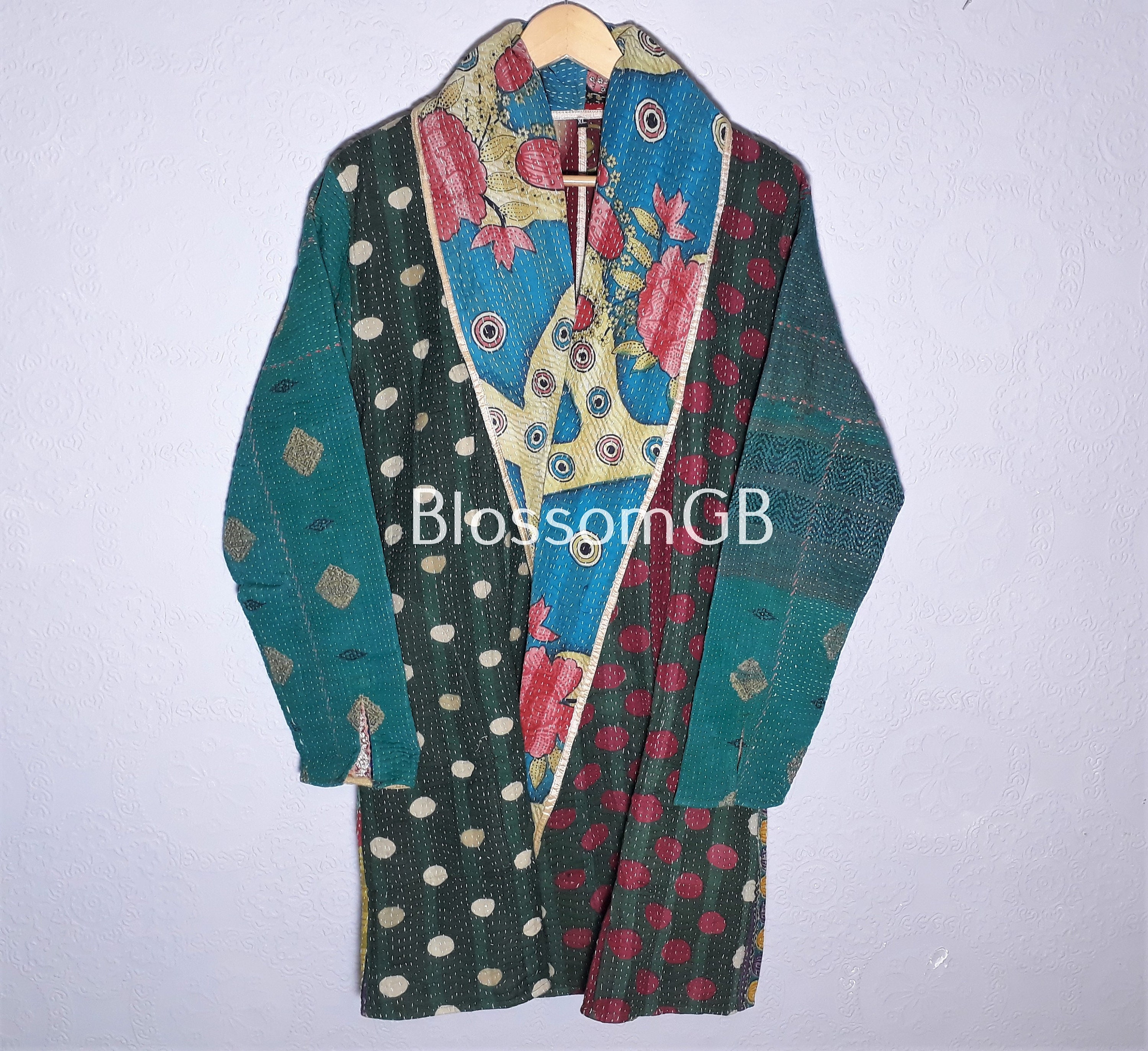 Image of Kantha Coat, Quilted Jacket, Boho Wear, Ladies, Vintage Festival Fashion.uk/ /Eu/ Us/