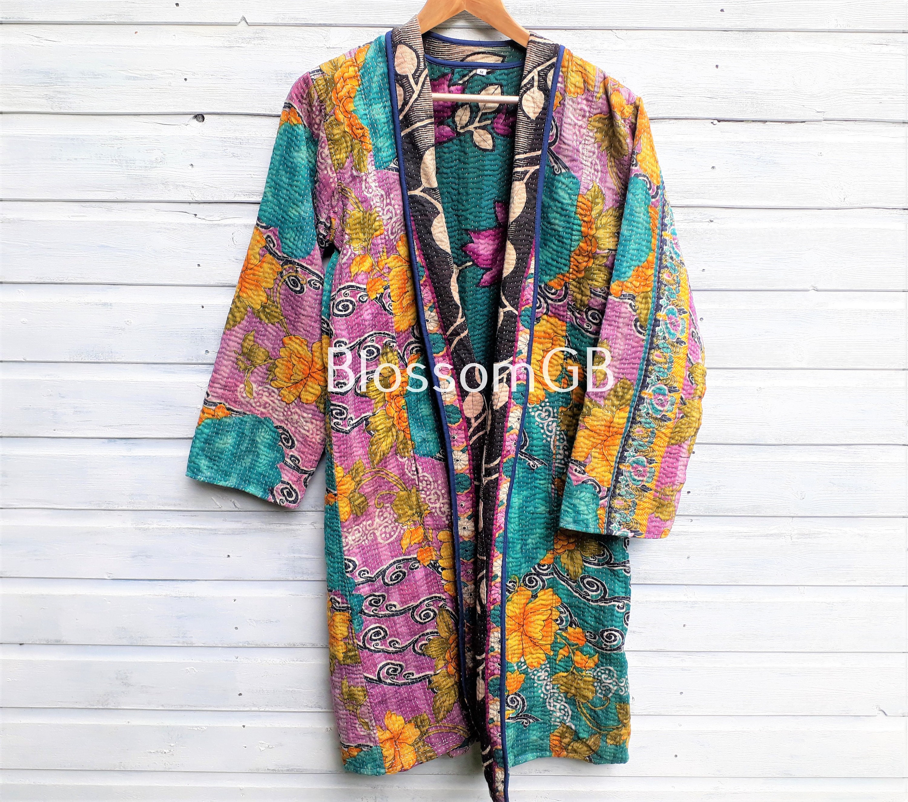 Image of Kantha Coat, Hand Quilted Jacket, Boho Wear, Ladies, Vintage Festival Fashion. Uk/Eu/Us