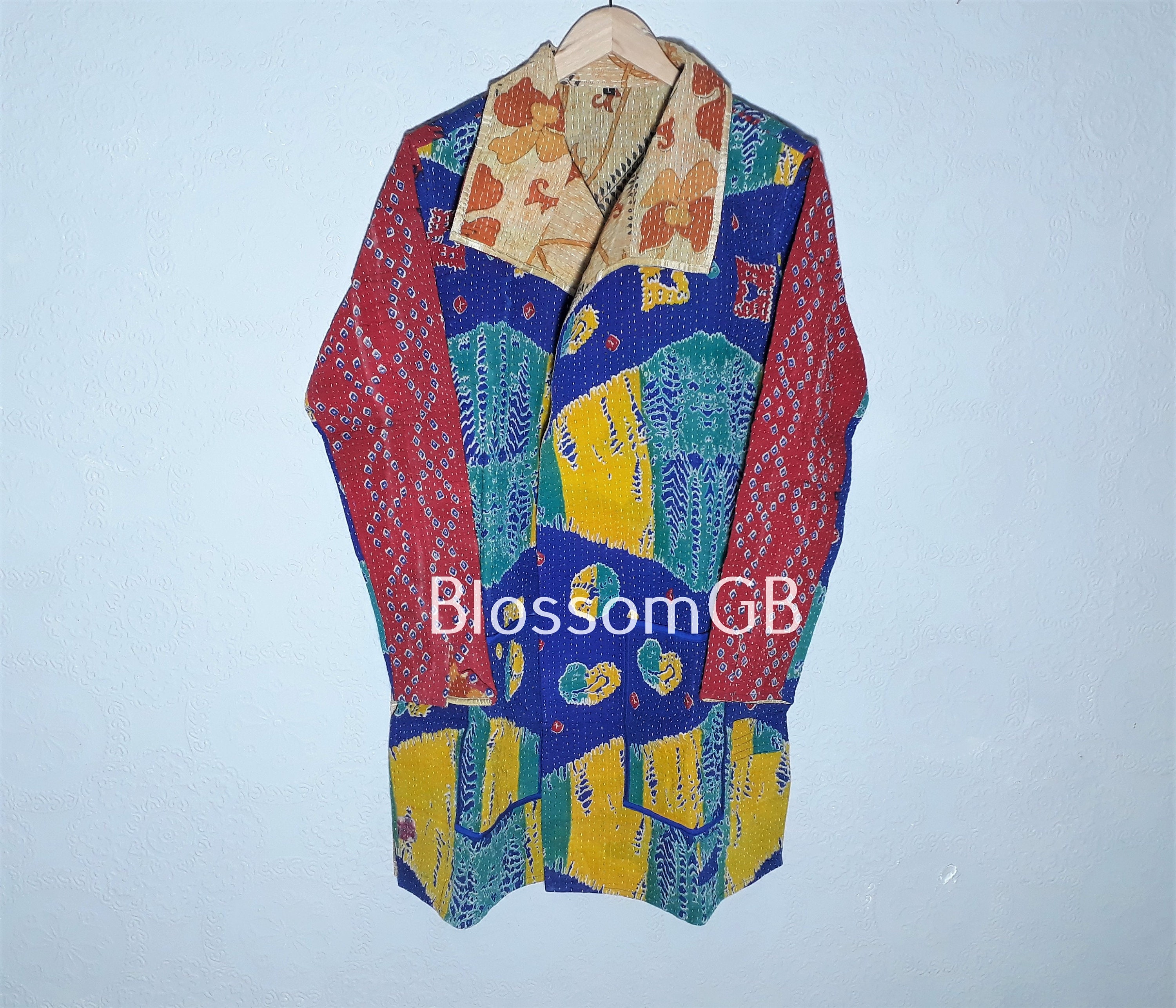 Image of Kantha Coat, Quilted Jacket, Kantha Jacket, Boho Wear, Ladies, Vintage Festival Fashion. Uk/ Eu/ Us/