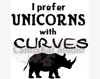 Unicorn with Curves Vinyl Decal rhino car truck sticker fat joke funny quote magic women animal sexy curvy proud fantasy power plus bumper