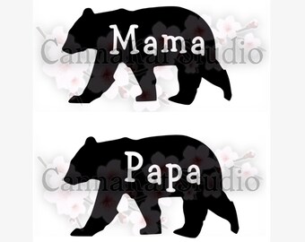 Mama & Papa Bear Vinyl Decal car bumper sticker mom mommy dad parent family baby shower pregnant pregnancy protective child son daughter kid