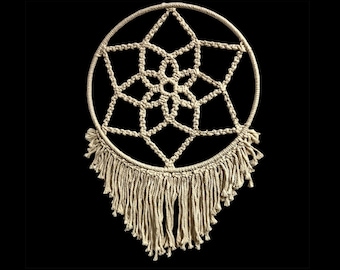 Macramé Star Dreamcatcher cottagecore cabin natural handmade spiritual boho decor Bohemian art wall hanging gift metaphysical shaman altar