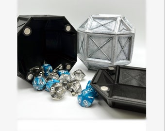 Magnetic Hex Box dice dnd desk organization tabletop gaming rpg vault gothic decor trinkets storage d20 dungeons dragons sewing parts tools